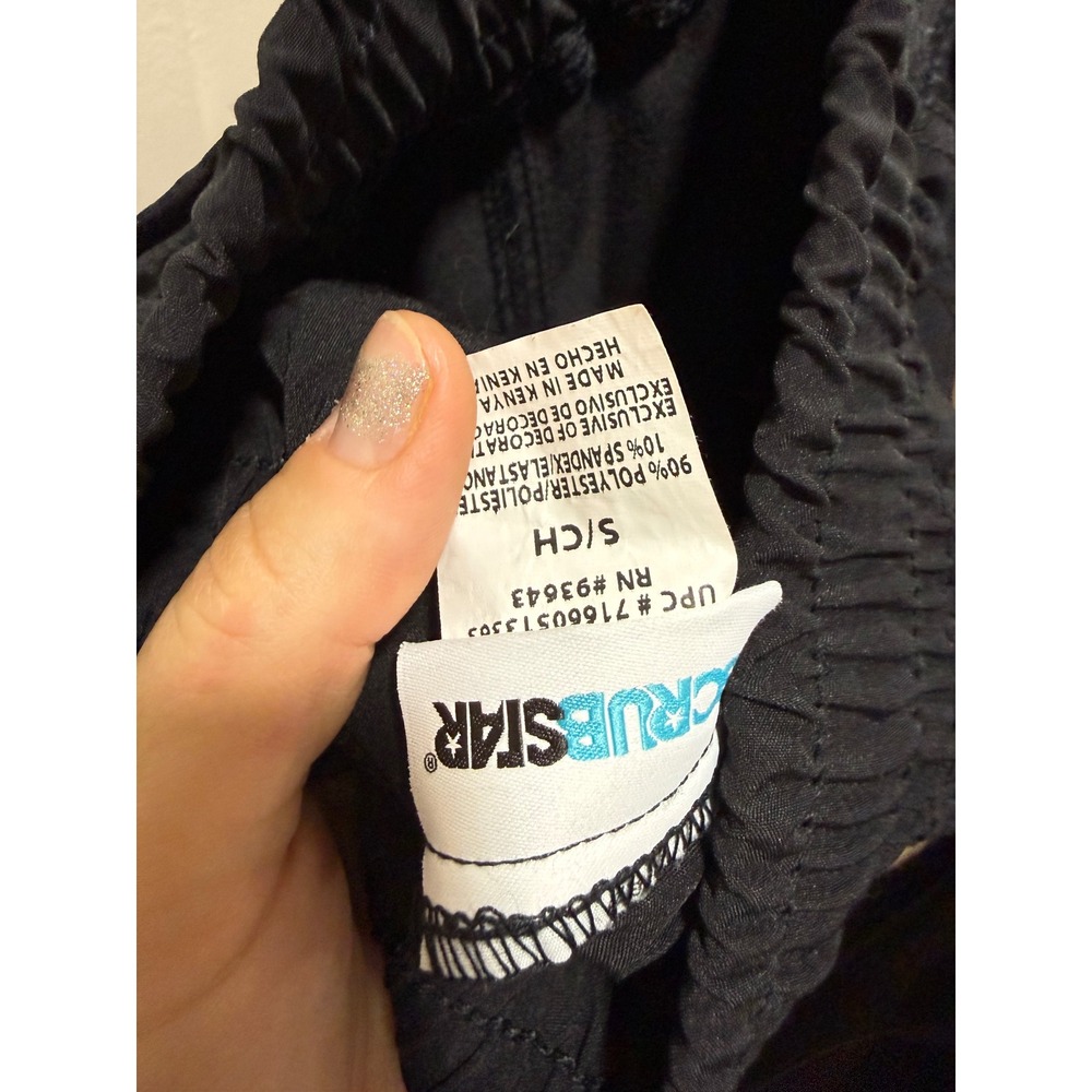 Scrubstar Womens Black Jogger Scrub Pants Elastic Waist Cargo Pockets Size S - Picture 3 of 3